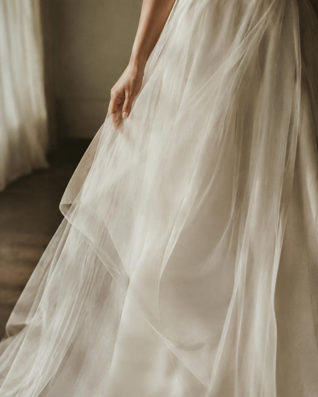 Washed tulle layers in motion